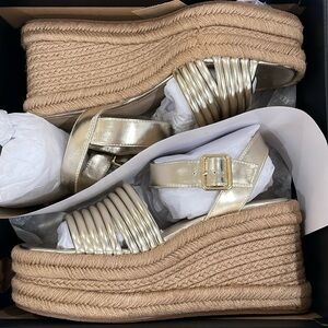 Kenneth Cole New York Gold Wedge Heels